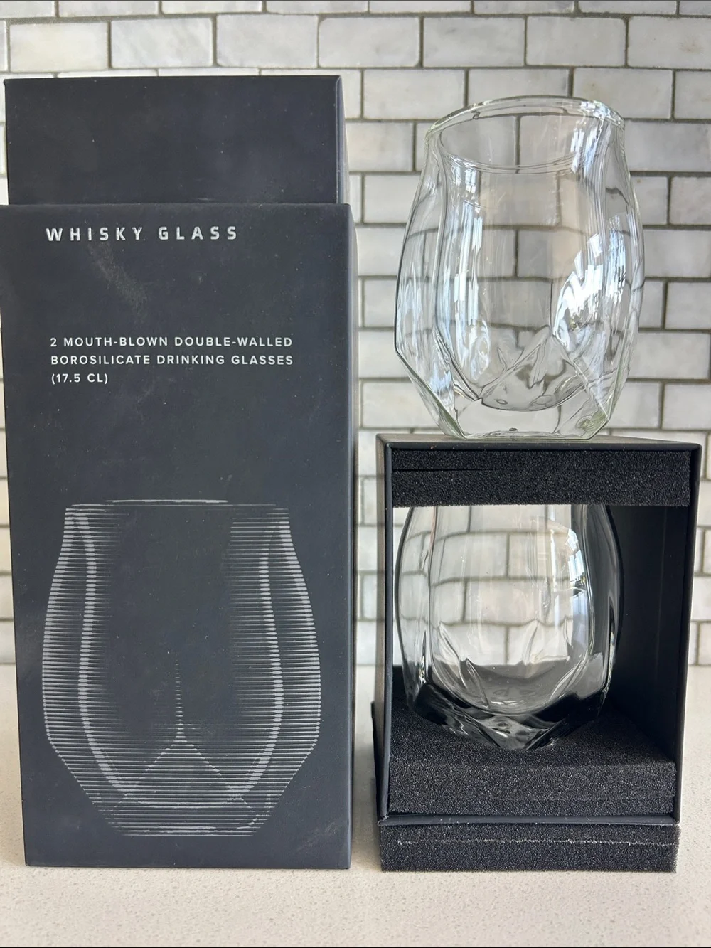Whisky Glass Set — Clear Double-Walled Borosilicate Drinking Glasses